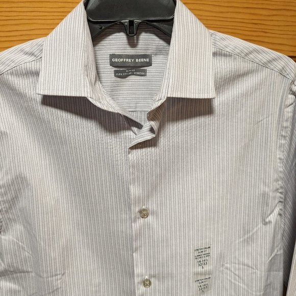 NEW Men's Gray Stripe Slim Fit Longsleeve Shirt - Picture 1 of 5